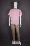 Men's Cotton Peach Half Sleeve Shirt with Stripe Pattern