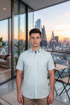 Men's Cotton Sea Green Half Sleeve Shirt