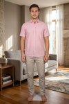 Men's Cotton Pink Half Sleeve Shirt