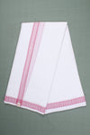 White Cotton Dhoti Dupatta with Red Border