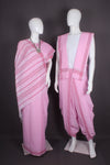 Elegant Pink Handwoven Pure Cotton Dhoti-Dupatta and Saree Set