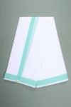 White Dhoti Dupatta with Sea Green Border