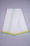 White Kids Dhoti Dupatta with Yellow and Green Border