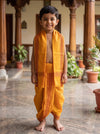 Yellow Kids Dhoti Dupatta with Red Border