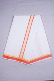 White Kids Dhoti Dupatta with Yellow and Orange Border