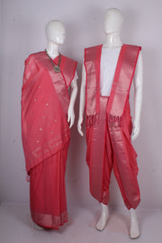 Traditional Handloom Joda Set in Elegant Pink with Dobby Zari and Booti Work