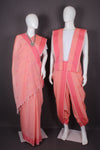 Traditional Handloom Joda Set in Delicate Pinkish orange with White Dobby and Booti Work