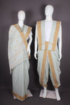 Traditional Handloom Joda Set in Sea Green with Goldan Yellow Dobby Border