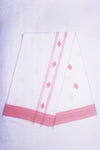 White Dobby Dhoti Dupatta with Red Border and Butis