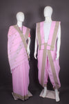 Traditional Handloom Joda Set in Pink with Buti and Dobby Border