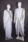 Traditional Handloom Joda Set in White with Buti and Dobby Border