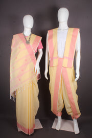 Amber Orange Aahar Joda with Butis and Punch Pink Border