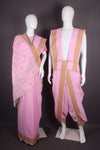 Traditional Handloom Joda Set in Pink with Butis and Brown Dobby Border
