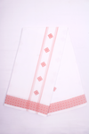 White Dobby Dhoti Dupatta with Red Border and Butis