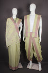 Traditional Handloom Couple Set in Green with Dobby Border
