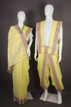 Traditional Handloom Couple Set in Lemon Yellow with Dobby Border
