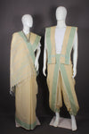 Traditional Handloom Couple Set in Yellow with Green Dobby Border