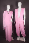 Traditional Handloom Couple Set in Pink with Butis and Sky Pink Dobby Border