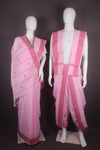 Traditional Handloom Couple Set in Pink with Butis and Magenta Dobby Border