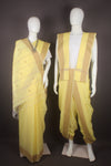 Traditional Handloom Couple Set in Yellow with Butis and Brown Dobby Border