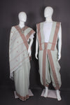 Thunder Grey Dobby Aahar Joda with Brown Border