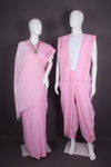 Pink Dobby Aahar Joda with Light Pink Border