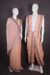 Traditional Handloom Joda Set in Fire Orange with Self Line and Dobby Border