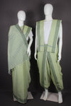 Traditional Handloom Couple Set in Sea Green with Green Dobby Border