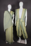 Traditional Handloom Couple Set in Lime Green with Green Dobby Border
