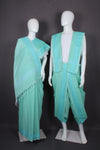 Sea Green Dobby Aahar Joda and Sky Blue Border