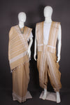 Traditional Handloom Joda Set in Sepia with White Dobby Border