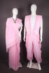 Traditional Handloom Couple Set in Pink with White Dobby Border