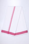White Dobby Dhoti Dupatta with Magenta Border