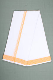 White Dobby Dhoti Dupatta with Orange Border