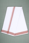 White Dobby Dhoti Dupatta with Pink Border