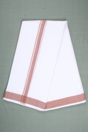 White Dobby Dhoti Dupatta with Pink Border