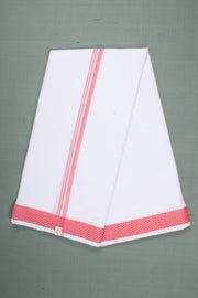 White Dobby Dhoti Dupatta with Red Border