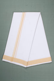 White Dobby Dhoti Dupatta with Orange Border