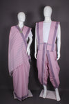Traditional Handloom Joda Set in Delicate Pink with Lavender Dobby Border