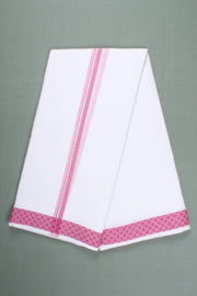 Handwoven Cotton Dhoti Dupatta Set with Dobby Border