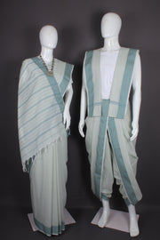 Traditional Handloom Joda Set in Hunter Green with Pine Green Dobby Border