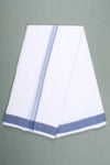 White Dobby Dhoti Dupatta with Blue Border