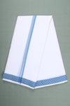 White Dobby Dhoti Dupatta with Blue Border