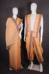 Traditional Handloom Couple Set in Orange with Brown Dobby Border