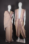 Traditional Handloom Couple Set in Sepia with Brown Dobby Border