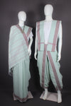 Traditional Handloom Couple Set in Jungle Green with Brown Dobby Border