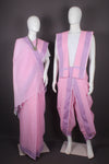 Traditional Handloom Couple Set in Pink with Purple Dobby Border
