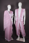 Traditional Handloom Couple Set in Mulberry with White Dobby Border