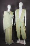 Traditional Handloom Couple Set in Lime Green with Sky Blue Dobby Border