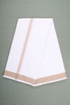 White Dhoti Dupatta with Brown Dobby Border
